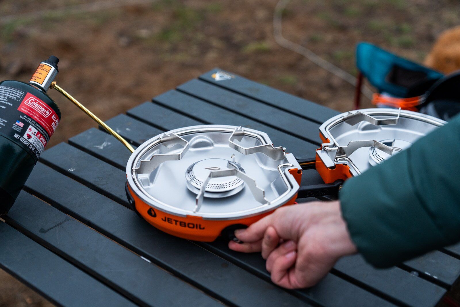 Adjusting knob on the Jetboil Genesis Basecamp System camping stove