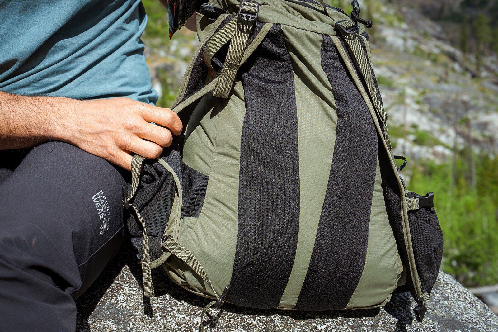Close-up of back panel of Mystery Ranch Gallagator 25 hiking daypack