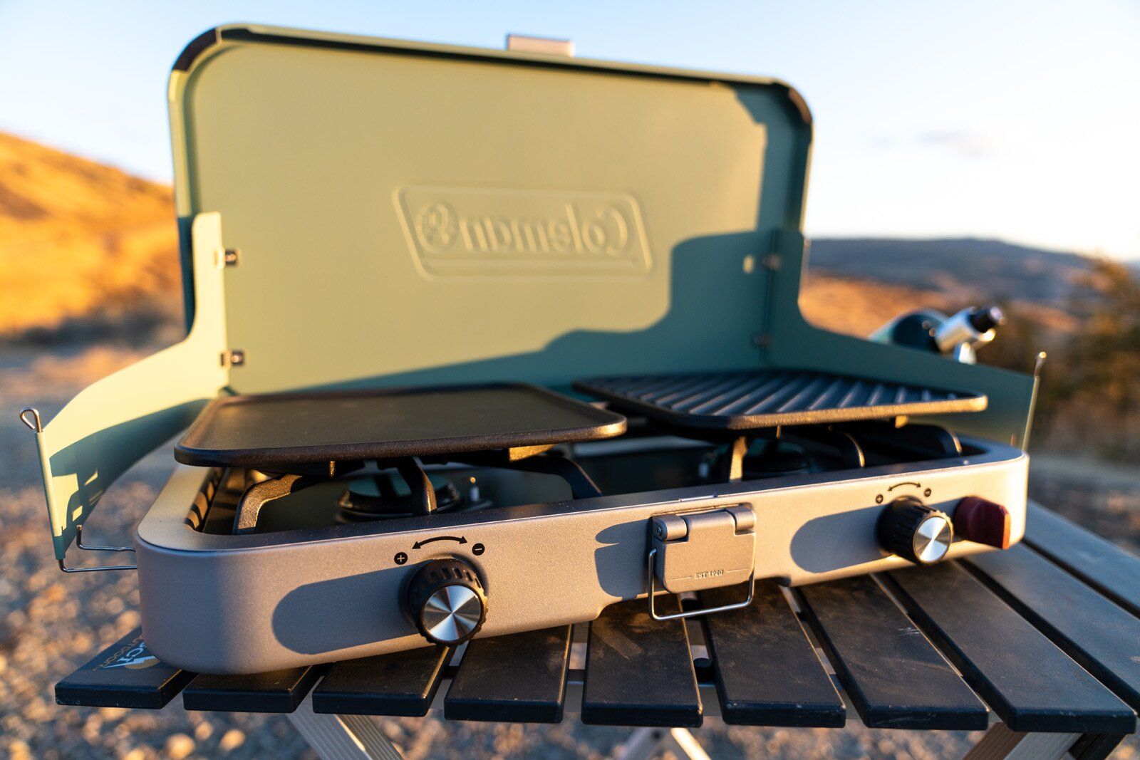 Close-up of Coleman Cascade 3-in-1 camping stove