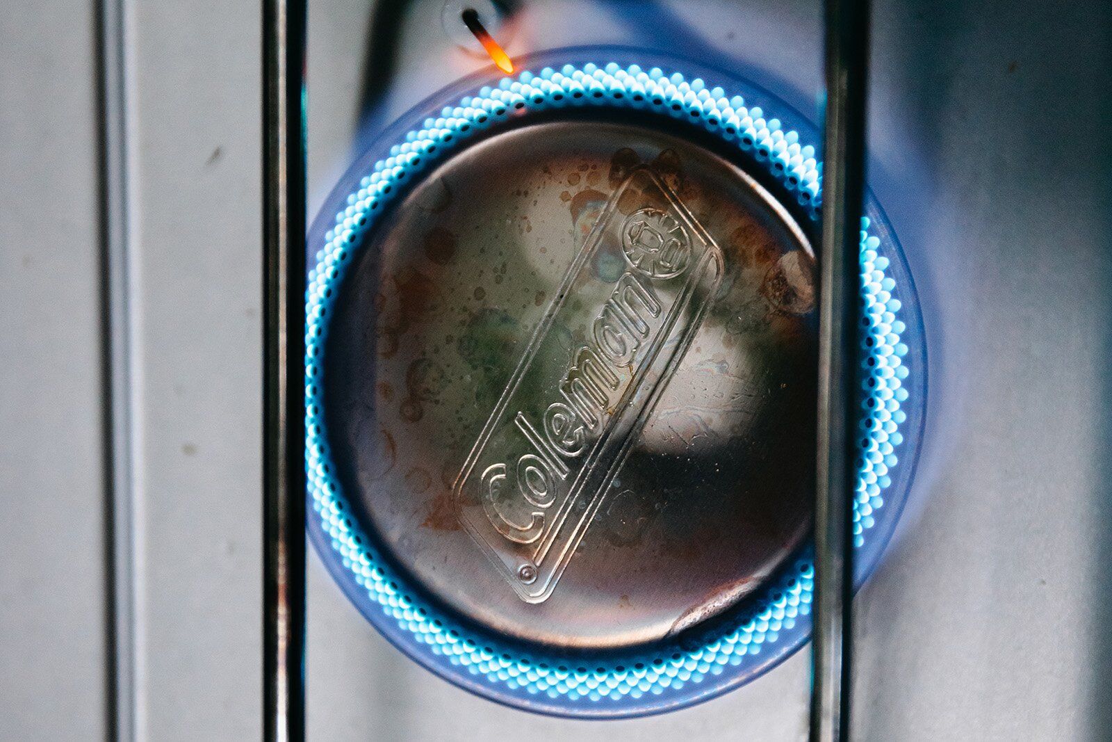 Close-up of Coleman Cascade Classic camping stove burner