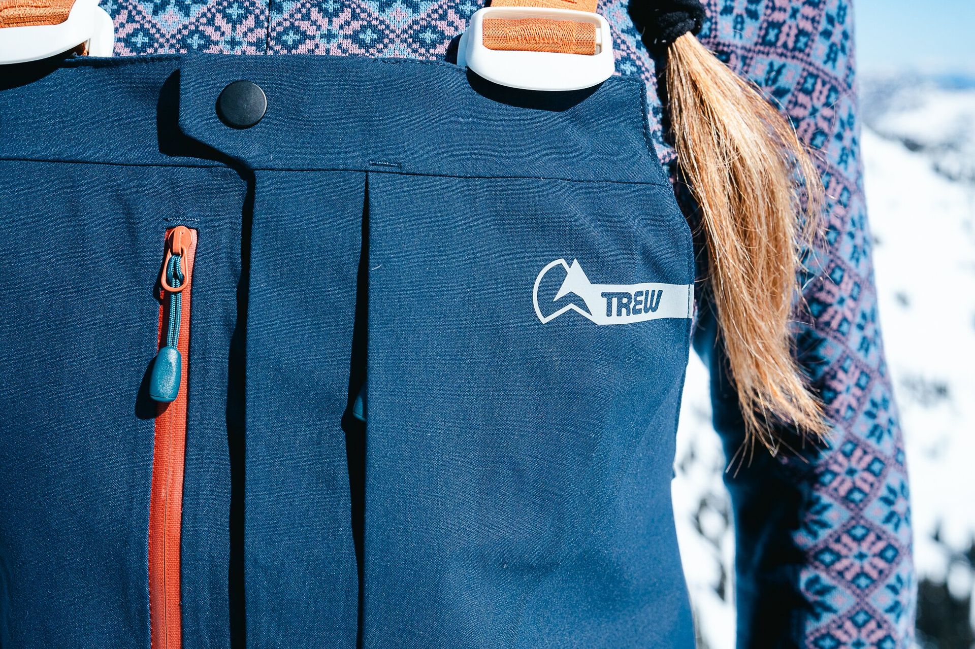 Close up of Trew Gear Chariot Primo Bib showcasing Why Our Testers Love Ski Bibs