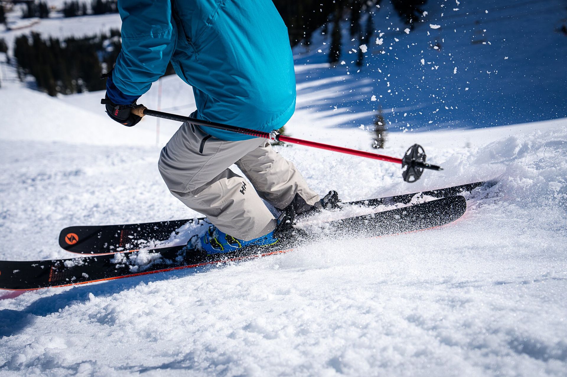 close up skiing in Helly Hansen Legendary Ski Pants