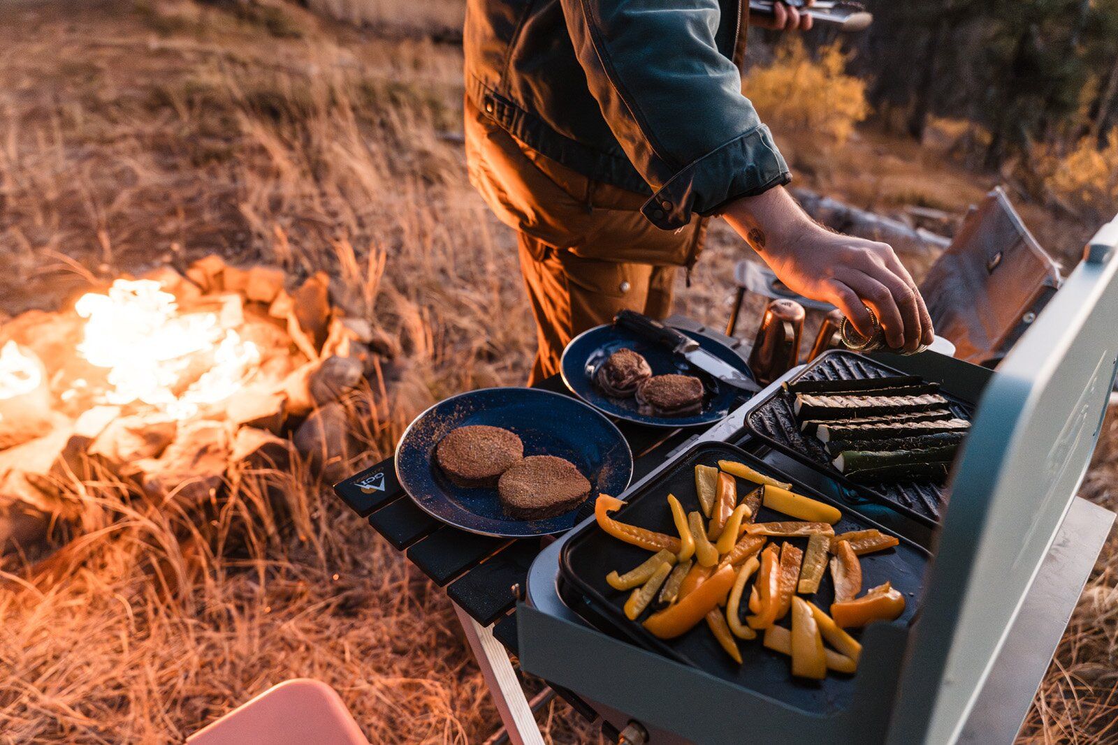 Cooking a meal on the Coleman Cascade 3-in-1 camping stove