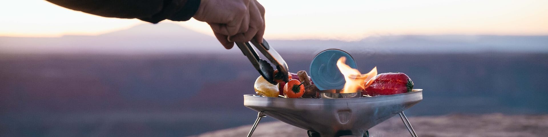 Cooking at sunset on Biolite Campstove 2+