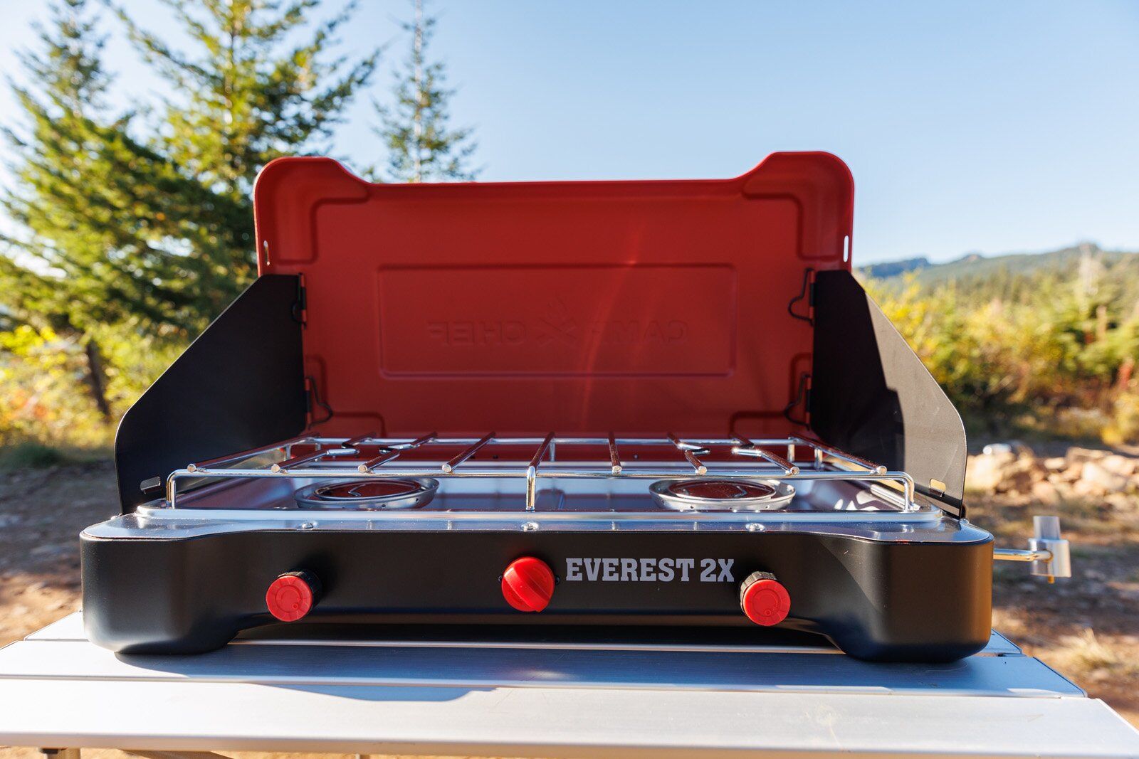 Front view of the Camp Chef Everest 2X camping stove