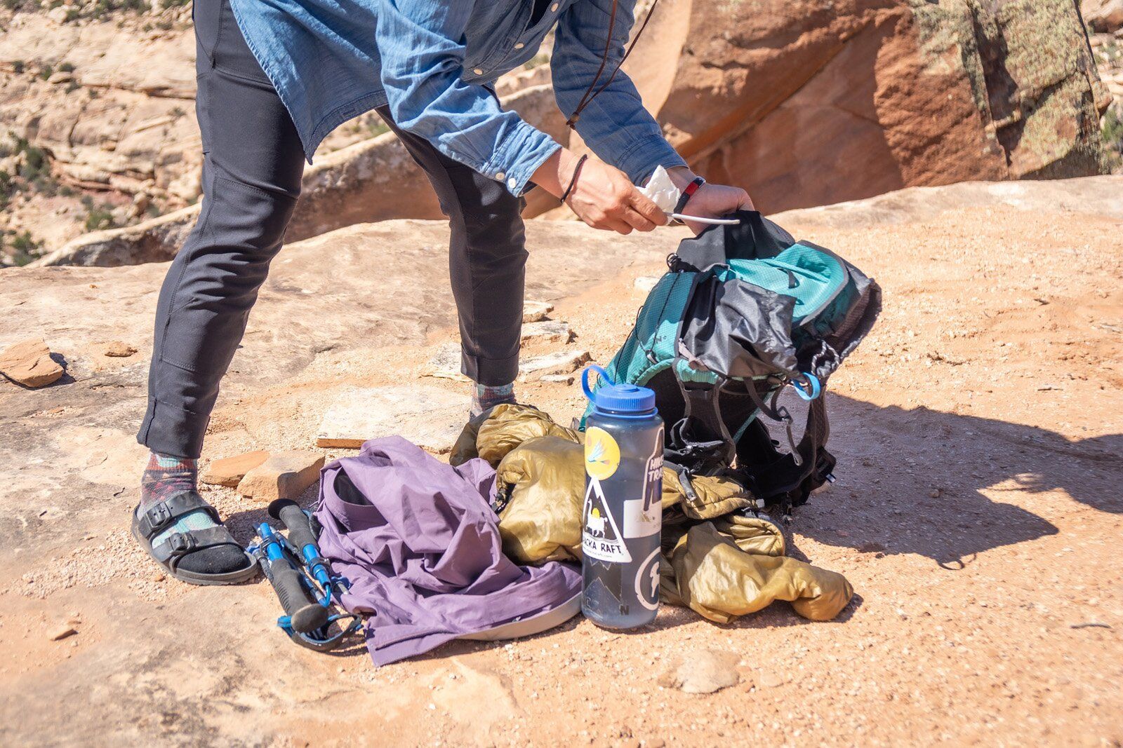 Gear next to Black Diamond Distance 22 hiking daypack