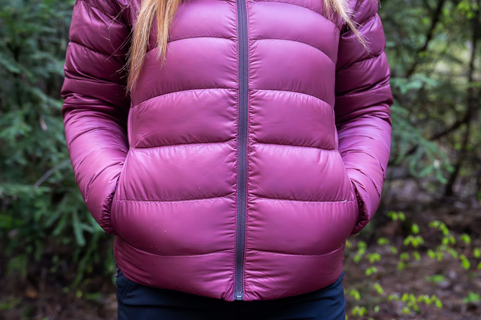 Hands in pockets of REI Co-op 650 Down Jacket