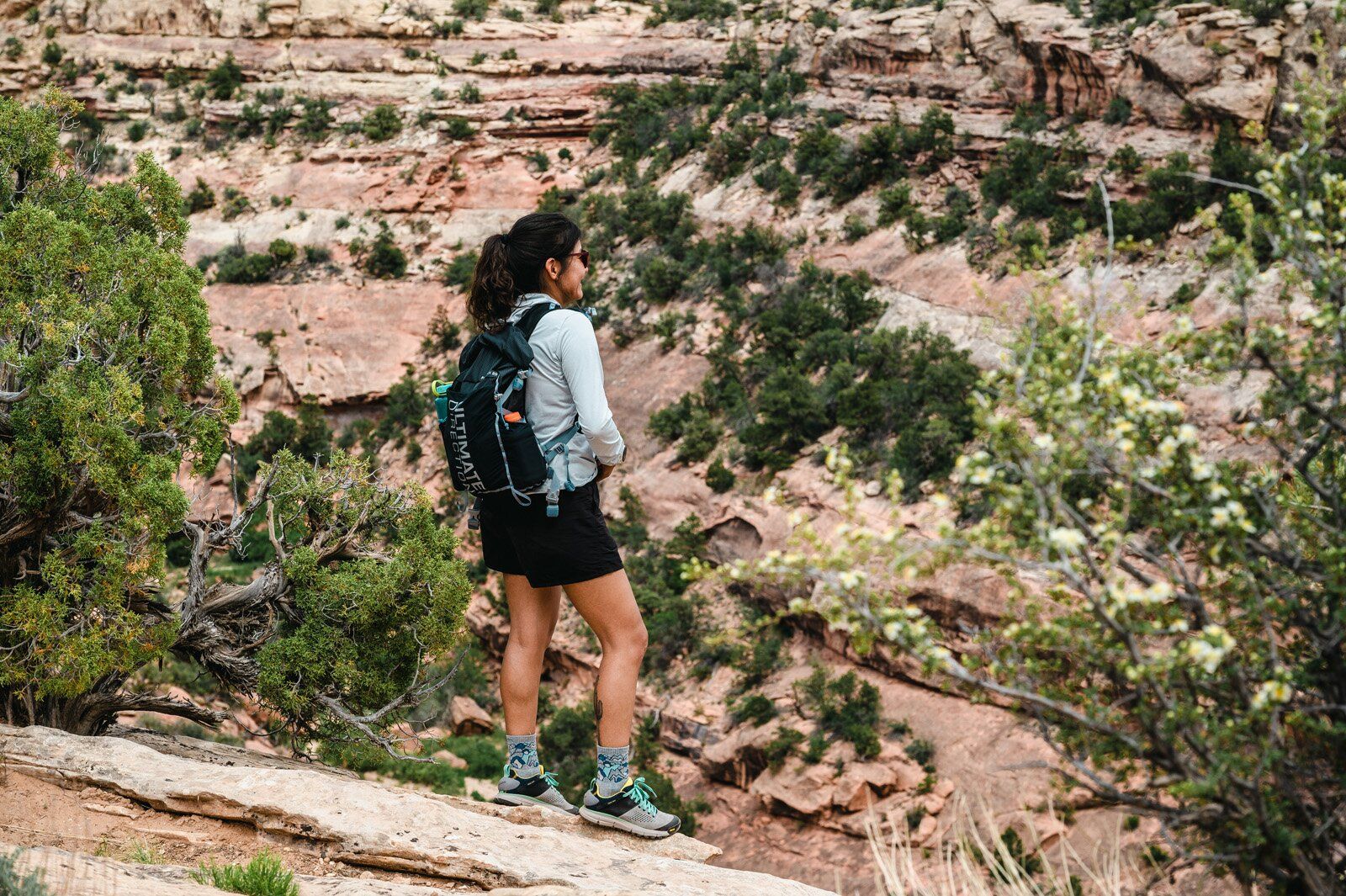 Hiker wearing the Ultimate Direction Fastpack 20 hiking daypack