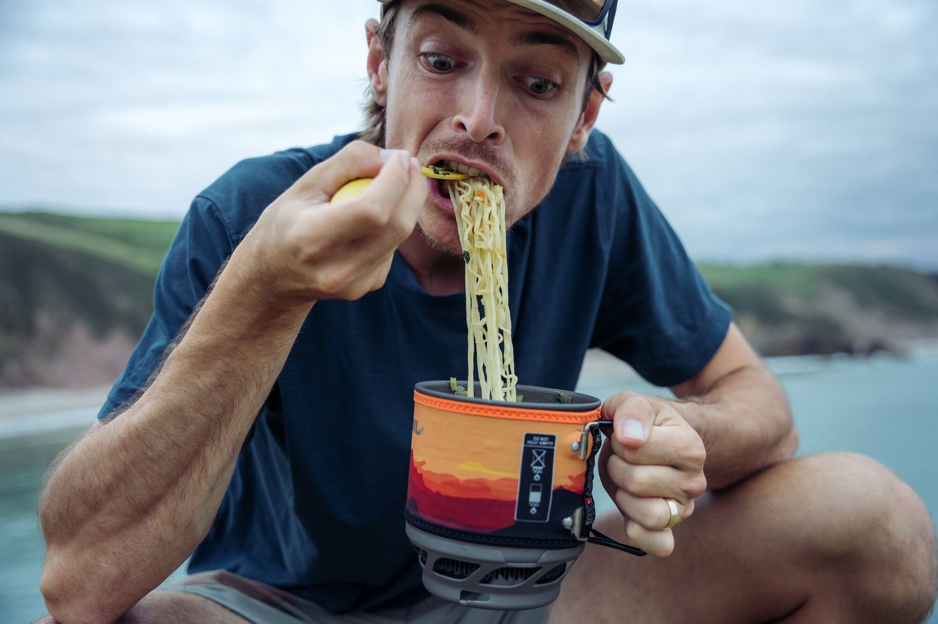Jetboil Minimo backpacking stove (eating noodles)