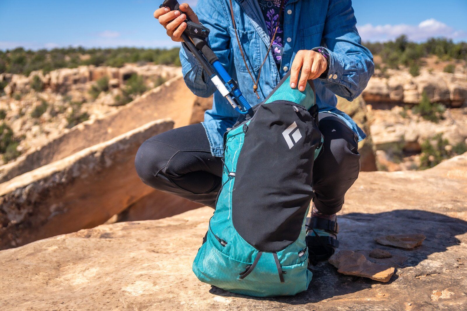 Packing extra gear into Black Diamond Distance 22 hiking daypack