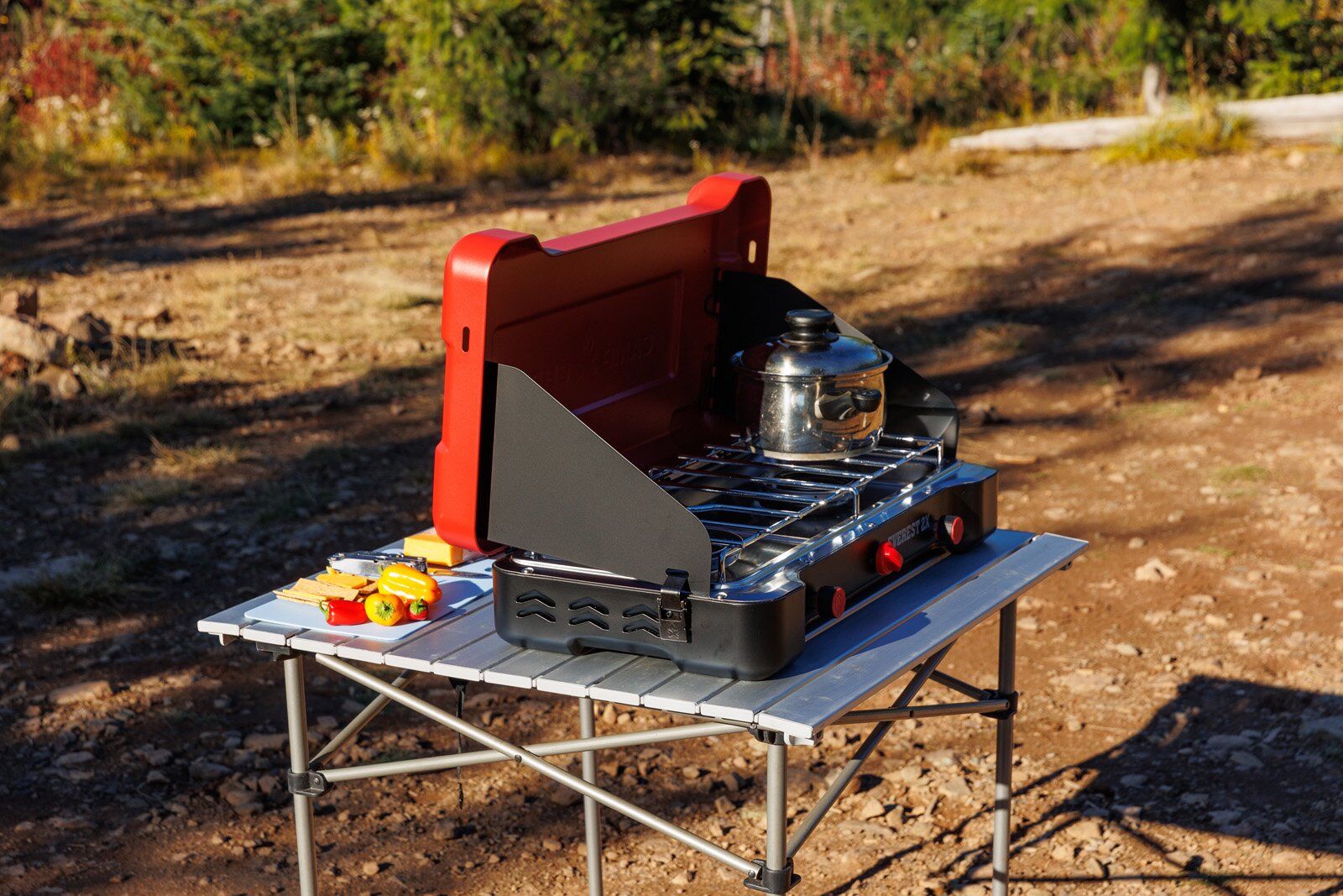Pot on the Camp Chef Everest 2X camping stove