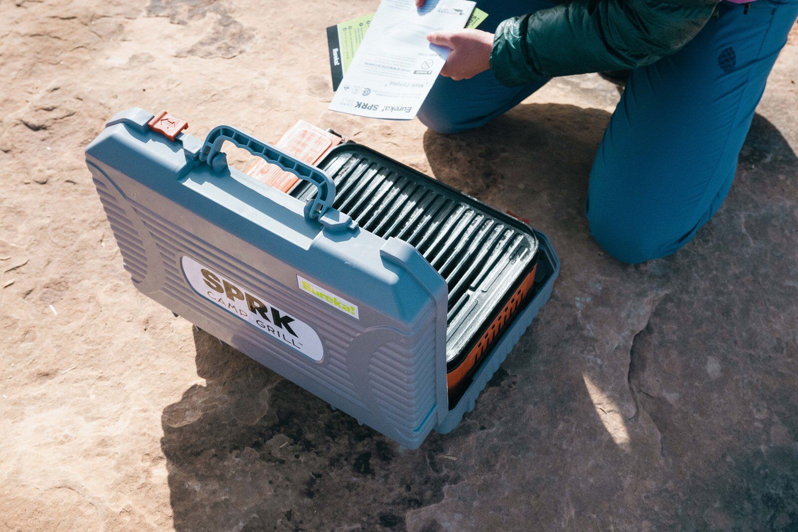 Unpacking the Eureka SPRK camping stove from case