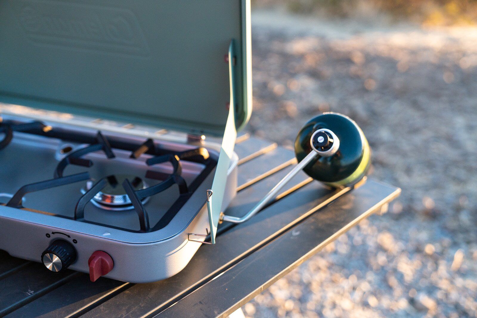 Wind guard on the Coleman Cascade 3-in-1 camping stove